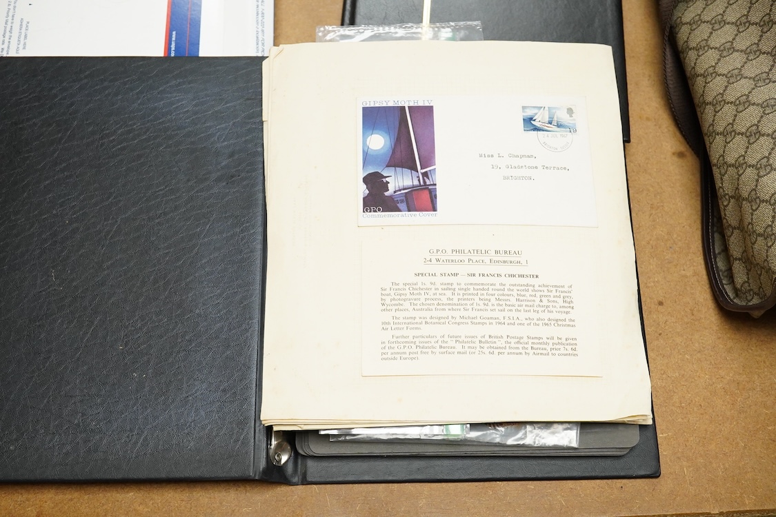 A stamp collection arranged in three albums including one Penny Black and world stamps to include Austria, France and America